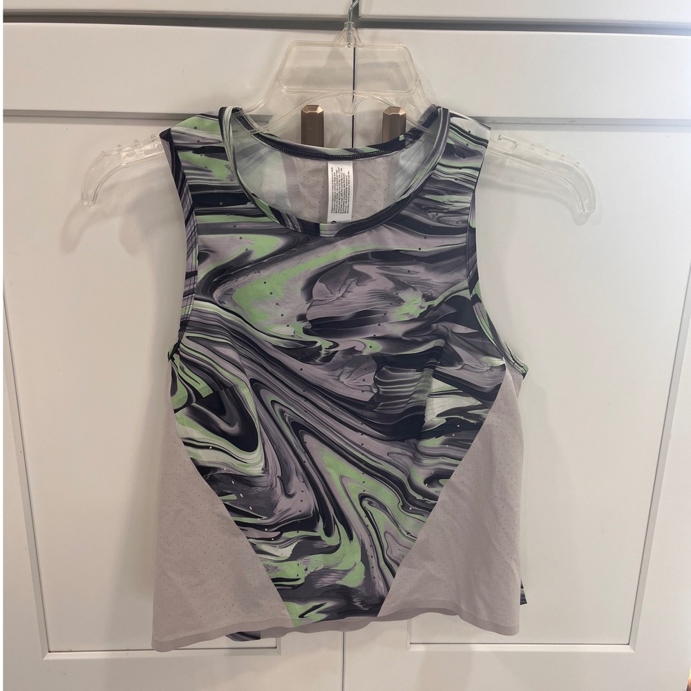 Lululemon Athletic Tank Top Swirl Print Mesh Panels Size 2‎ Athleisure